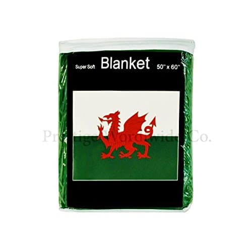 Welsh Flag Fleece Blanket 5 ft x 4.2 ft. Throw Cover Flag of Wales Bedding Baner Cymru Y Ddraig Goch