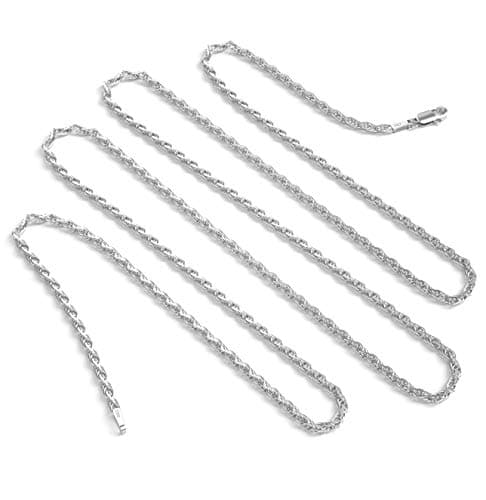 Designer Sterling Silver925 Sterling Silver 2.5 MM Diamond Cut Rope Chain Necklace for Men Women & Girls Upgraded Lobster Claw Clasp Made in Italy 16 18 20 22 24 30 and 36 Inch