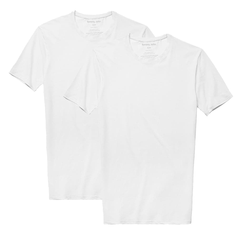 Tommy John Men's Cotton Basics Undershirt - Stay Tuck Design - Soft Slim Fit Comfortable Undershirt