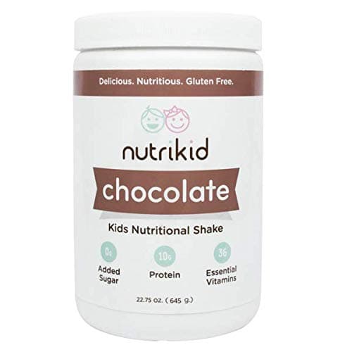 Kids Protein Shake - Large Chocolate by NutriKid - Kid Nutritional Shake Includes: No Added Sugar, Grass-Fed Whey Protein, Vitamins, Omega 3s, Probiotics - All Nutrients Kids Need In One Bottle