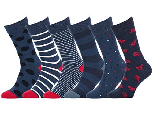 Easton Marlowe Mens Socks 6 Pack Colorful Fun Cool Patterned Dress Socks, European Made