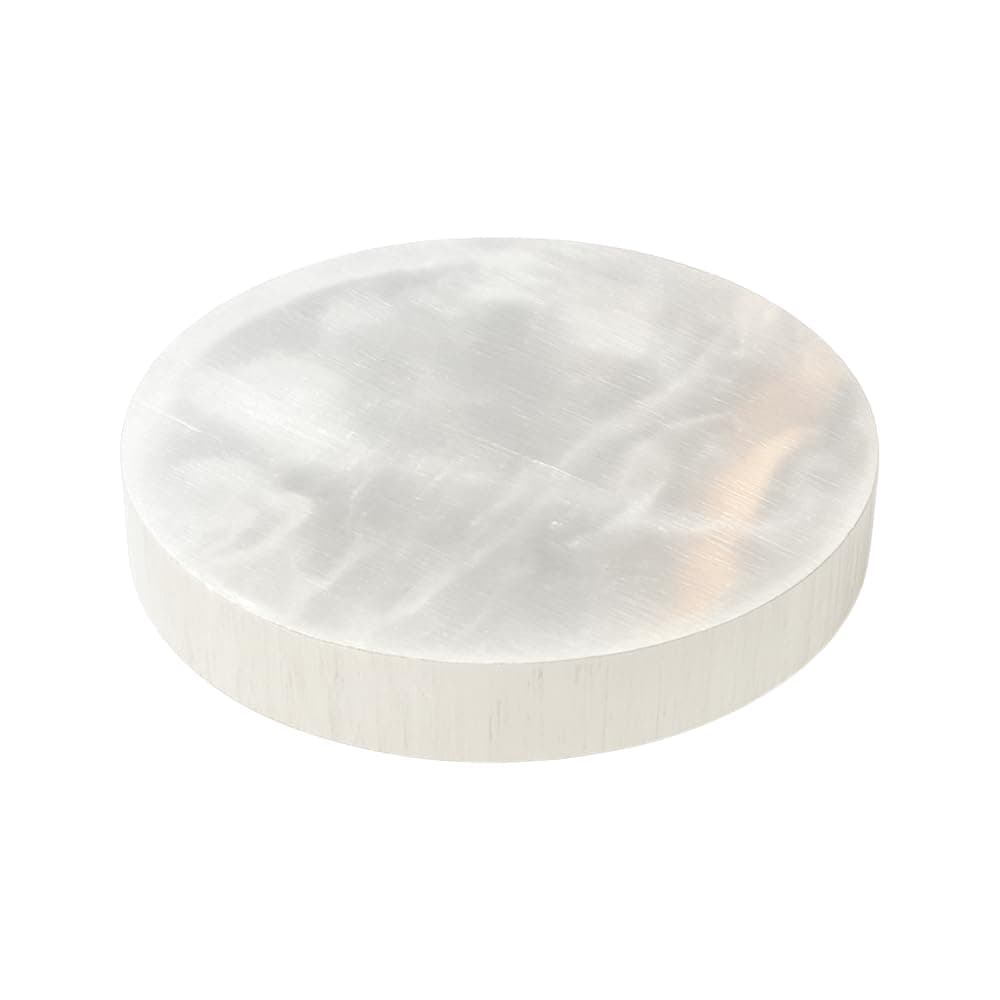 VIE Chakra Natural Selenite Crystal Charging Plate, 7cm, Cleansing and Recharging Crystal Plate, Healing Energy, Meditation Tool, Spiritual Gift, Home Decor