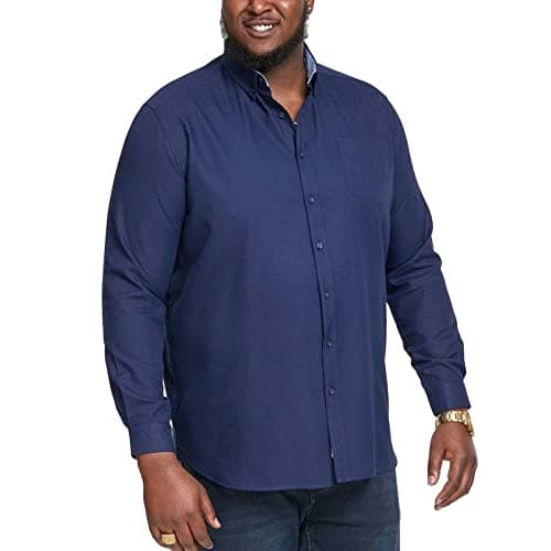 D555 Men's Plus Size Richard Basic Oxford Long Sleeve Shirt in 5 Colours 2XL to 6XL