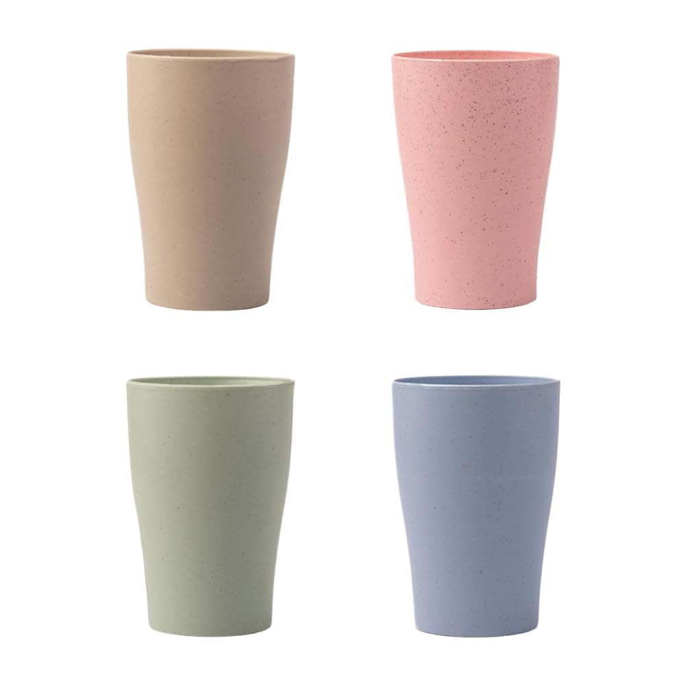 Irida Naturals Multicolour Wheat Straw Unbreakable Tea Cups Set of 4-300ML, Lightweight, Eco-Friendly Reusable, Freezer and Microwave Safe Coffee Cup for Tea, Juice, Water & Soda Serving