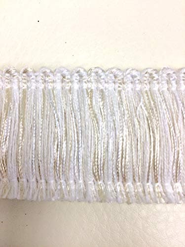 1.75" Extra Thick Brush Fringe Trim BRF-3/1-2 Creamy White Sold by The Yard Upholstery Interior Design Home Furnishing