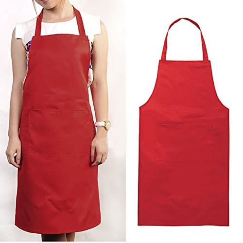 New 76 X 60" Plain Bib Apron for Chefs Butchers Restaurant Kitchen Cooking Baking Woman Apron (Red)