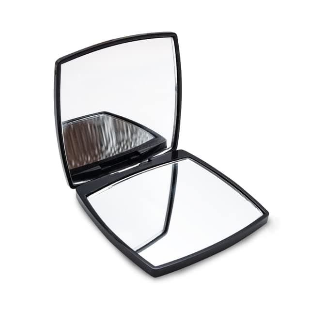 Mpowtech Magnifying Compact Cosmetic Mirror for Purse, Folding Vanity Mini Pocket Mirror,Handheld 2 x 1x Magnification Small Travel Makeup Mirror (Black-Square)