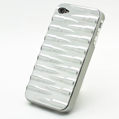 Silver 3D Army Military Terminator Machine Gun Bullet Belt Plastic Case Cover for iPhone 4 4s