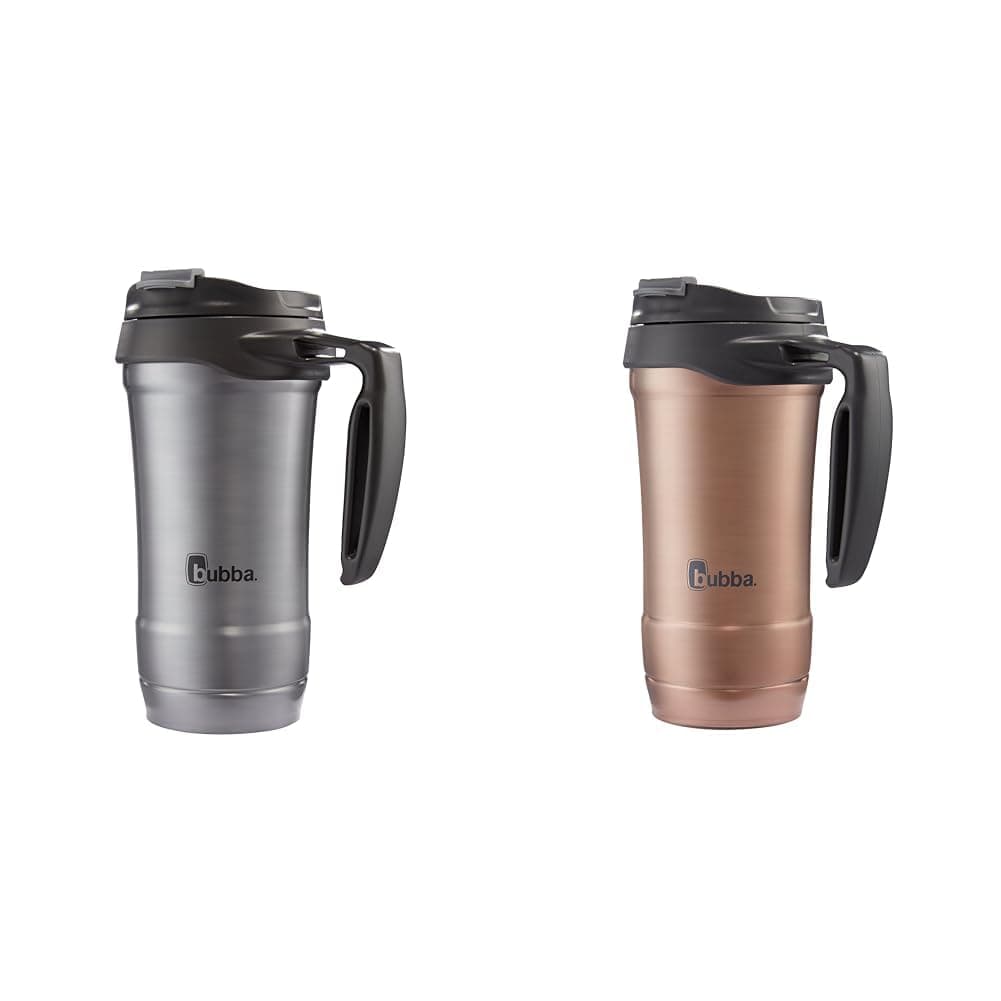hero travel mugs, 18 oz, keeps drinks cold 24 hours hot 6 hours, gunmetal and rose gold