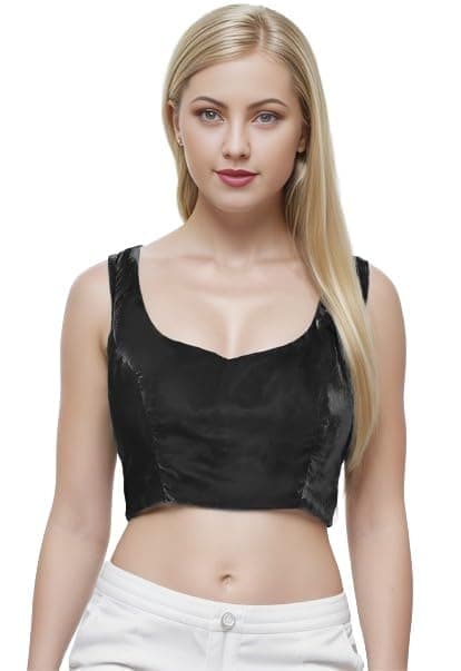 Saini Collections Women's Velvet Solid Sleeveless Blouse