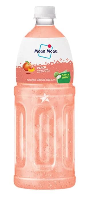 Mogu Mogu Fruit Juice Drinks with Nata De Coco 1L Bottle HALAL - Peach Flavour Drink