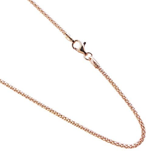 JOSCO Rose-Gold Plated Over Sterling Silver Chain Pop-Corn Necklace. 14,16,18,20,22,24,30 Inches