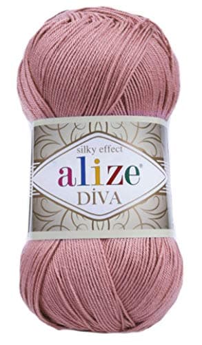 Alize Diva Silk Effect 100% Microfiber Acrylic Sport Yarn 1 Ball skeins 100gr 383yds Color (354 - Rose)