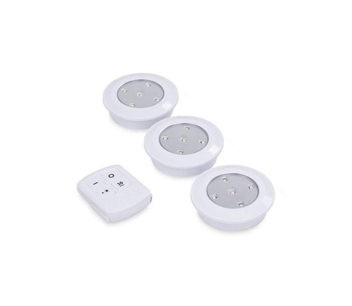 3 Pack 5 SMD LED Push Lights + Remote Control Under Cupboard Lighting