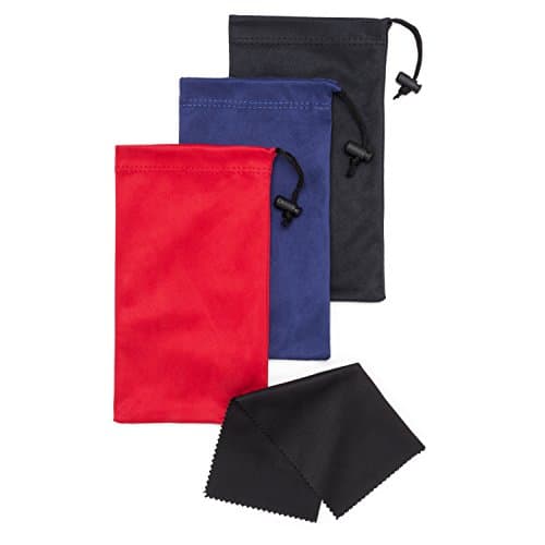 Mamlyn Premium Quality Microfiber Sunglasses Case with Spring Fastener, Bonus Black Blank Cloth