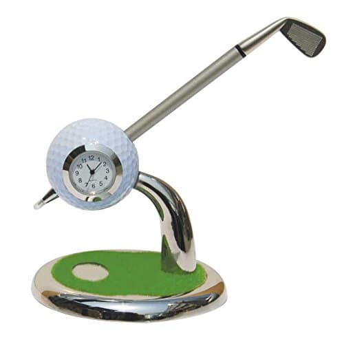 HOTcrazeGolf Ball Pen Holder with Golf Set Shape Pen and Clock