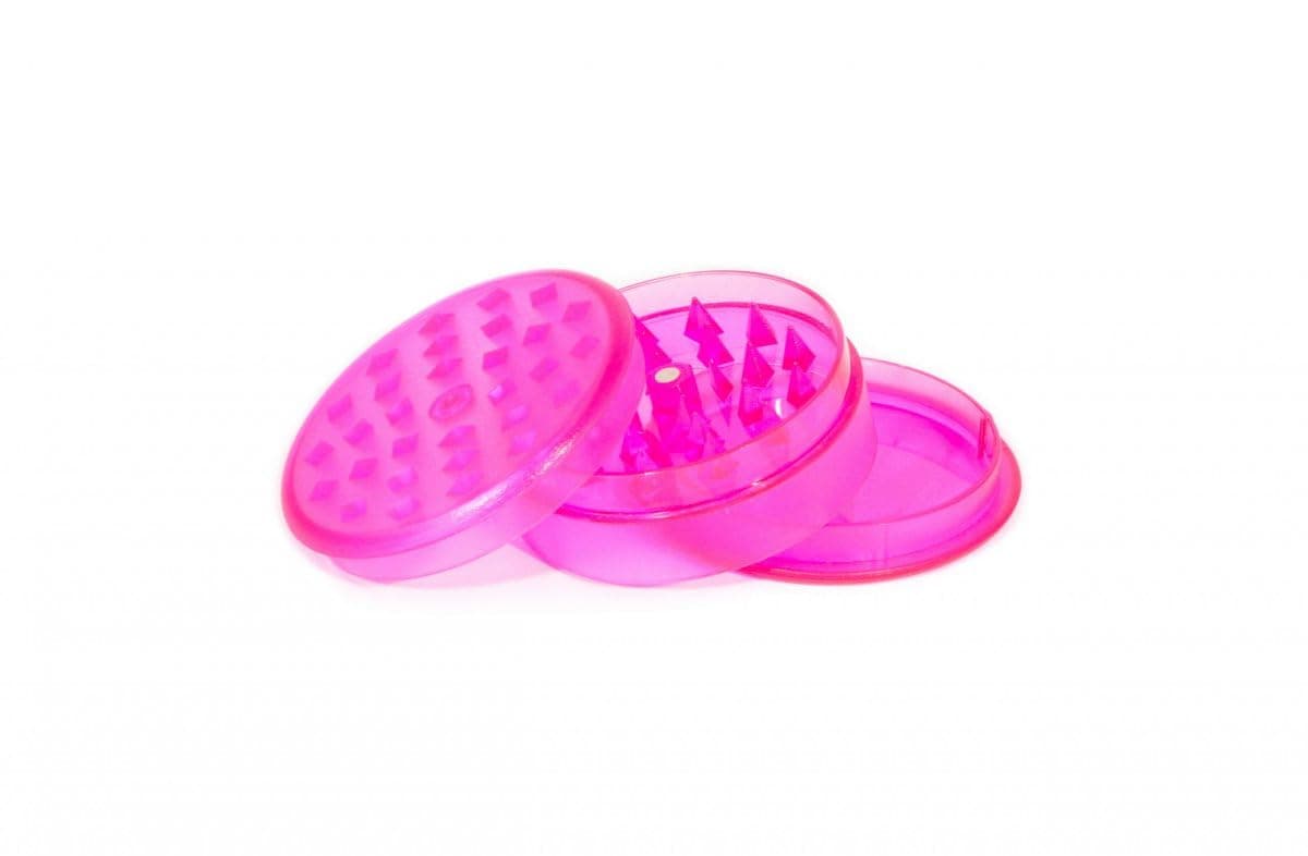 Pink Plastic Herb Grinder | 3pc Neon Pink Plastic Hand Muller | Plastic 3 Layer 60mm | Neon Pink