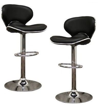 2 Black Modern Adjustable Counter Swivel Pub Style Bar Stools/Barstools (Black)