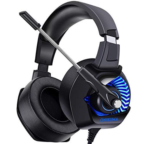 ONIKUMA II Gaming Headset for PS4, PC, Xbox One, Stereo Headphones for Laptop, Mac, Nintendo Switch with 7.1 Surround Sound, LED Lights, Noise Cancelling Mic, Breathing Ear Pads, Volume Control -Black