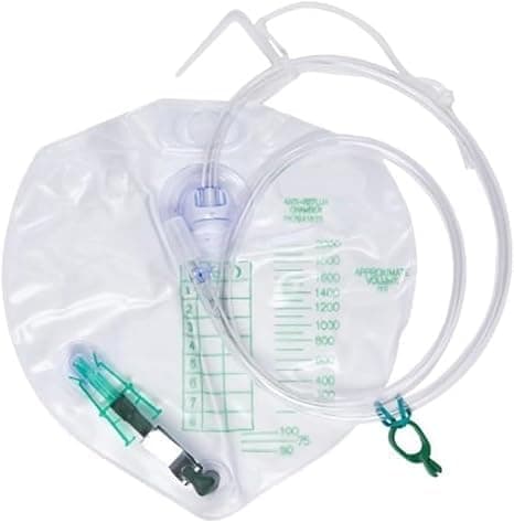 154002 Drainage Bag with Anti-Reflux Chamber, 2000mL (3-Pack)
