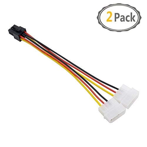 PCI Express 6 Pin to 2 x 4 Pin Molex Cable for powering a Video Graphics Card from a PSU Without a PCI Power Connection,ETH ZEC GPU Mining Splitter Power Extension Cable. (2 Pcs)