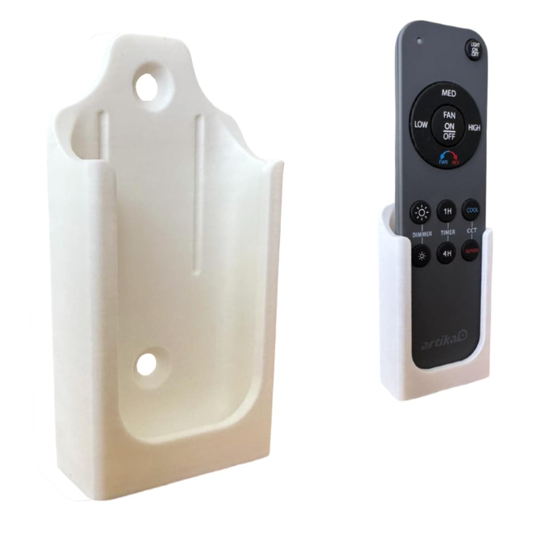 Wall Mount Holder for Remote Control REM-ARTC-1, REM-ARTC-2 Artika Ceiling Fans, Compatible with Edwin, Alton, Aiden, Darren Models, with Mounting Hardware. White