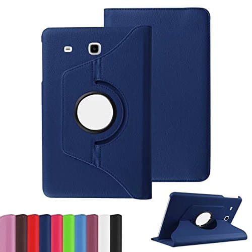 DEENOR Samsung Galaxy Tab E 9.6-Inch SM-T560/SM-T561 Case, Luxury 360 Rotating Magnetic PU Leather Case Cover for Samsung Galaxy Tab E 9.6-Inch SM-T560/SM-T561. (Dark Blue)