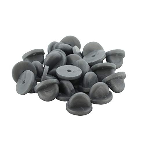 WIZARDPINS Grey Rubber Pin Backers PVC Butterfly Clutches
