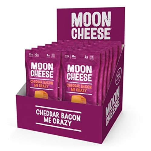 Moon Cheese Cheddar Bacon Me Crazy, 100% Bacon Cheddar Cheese, Low-carb 1 oz, Keto-Friendly, high protein - 12 pack snack alternative to protein bars, cookies, and shakes