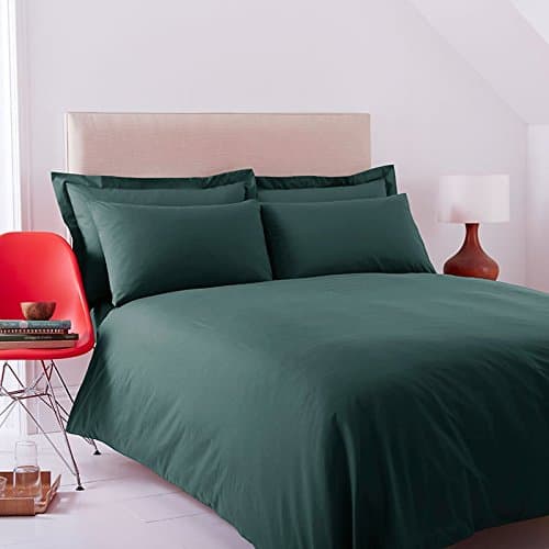Charlotte Thomas Poetry Plain Dye 144 Thread Count Bottle Green King size Duvet Cover Set