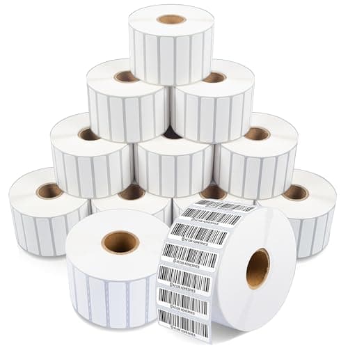 Aegis Adhesives - 2” X ½” Direct Thermal Labels for Barcodes, Return Address, File Folders, Perforated & with Compatible with Rollo, Zebra, & Other Desktop Label Printers (12 Rolls, 2400/Roll)