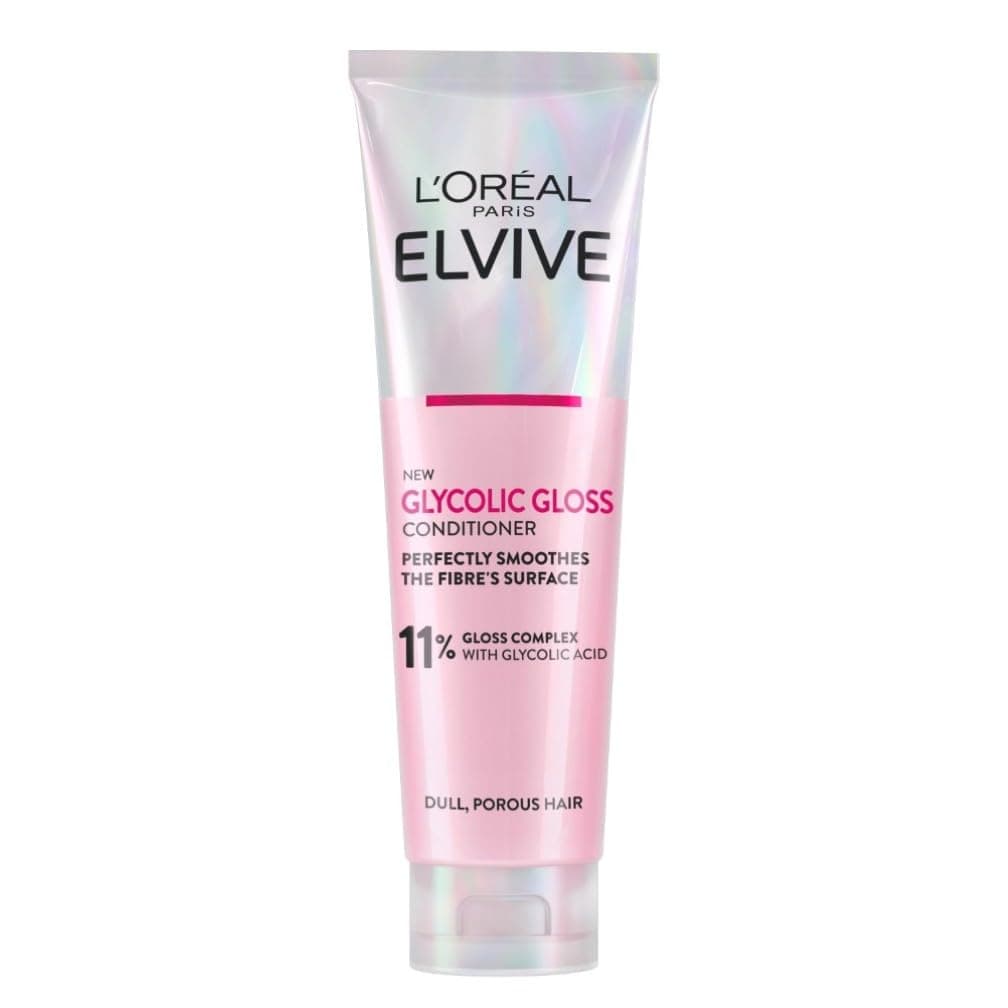 L'Oréal Paris Conditioner For Dull Porous Hair, Elvive Glycolic Gloss With 11% Gloss Complex and Glycolic Acid, Fills Hair Fibres For Lightweight Smoothing And 5x Wash Transformation Mirror Shine
