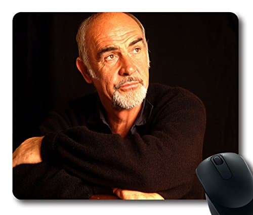 Custom Gaming Mouse Pad with sean connery actor celebrity gray-haired brooding hollywood mustache Non-Slip Neoprene Rubber Standard Size 9 Inch(220mm) X 7 Inch(180mm) X 1/8 Inch(3mm) Desktop Mousepad Laptop Mousepads Comfortable Computer Mouse Mat
