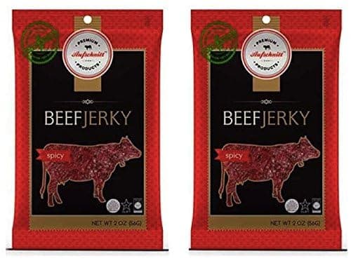 Aufschnitt Grass Fed Beef Jerky - Low Sodium, Certified Kosher - Made in USA - Keto & Halal Friendly - 2 Pack, Spicy