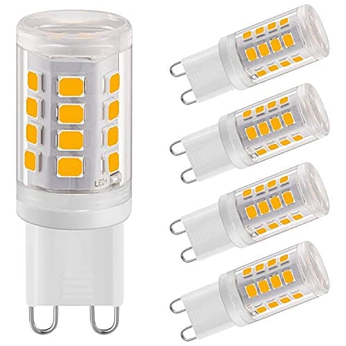 G9 2W LED Light Bulbs Warm White 2700K, Not Dimmable, Equivalent to 28W Halogen Bulb, Corn for Home Lighting, Non- Flicker, AC 220-240V,360° Beam Angle, 5 Pack, G9-A-28
