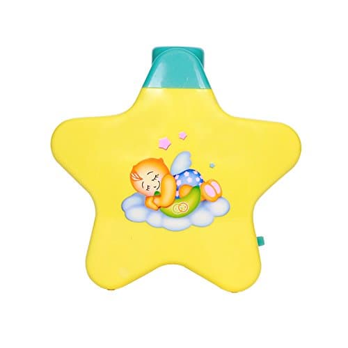 Amitasha Plastic 3D Star Fluorescent Projector Sleeping Night Toy for New Born Babies with Lights & Melodious Lullaby Sound Adjustable Strap Birthday Gift for Toddler, Yellow