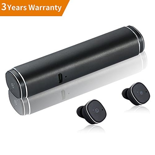 TWS Mini True Wireless Earbuds with Charging Case Cordless Waterproof IPX5 Noise Cancelling Sport In Ear Bluetooth Headphones w/mic for iPhone, Samsung, HTC ,LG, stereo 2018 edition &APTX Chip (black)