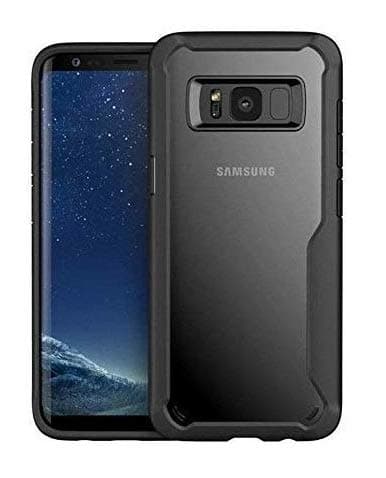 Plus Bumper Case with Clear Back Hard Panel Protective Case Cover for Samsung Galaxy S8+ (S8Plus) (Black)