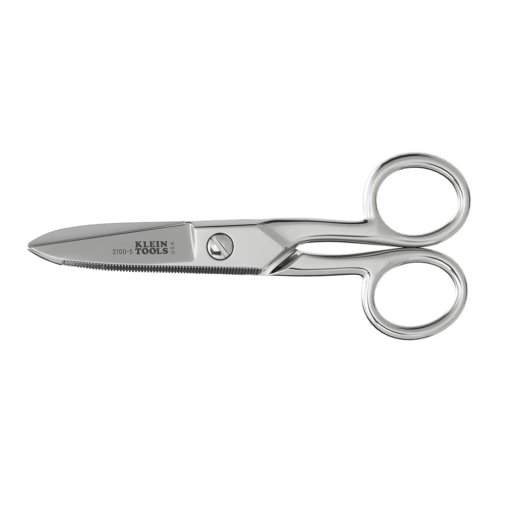 Klein Tools 2100-5 Electrical Shears Made in USA 5.25-Inch Compact Shears for Heavy Duty Cutting and Low Voltage Work Multi-Purpose