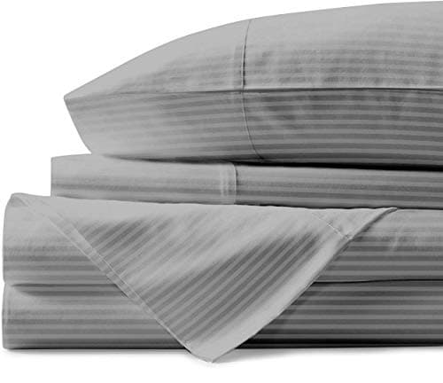 Mayfair Linen 800 Thread Count 100% Pure Cotton Sheets - Luxury Egyptian Quality Silver King Size Bed Sheet Set, Long Staple Cotton, Sateen Weave for Soft Feel, Fits Mattress Upto 18'' DEEP Pocket