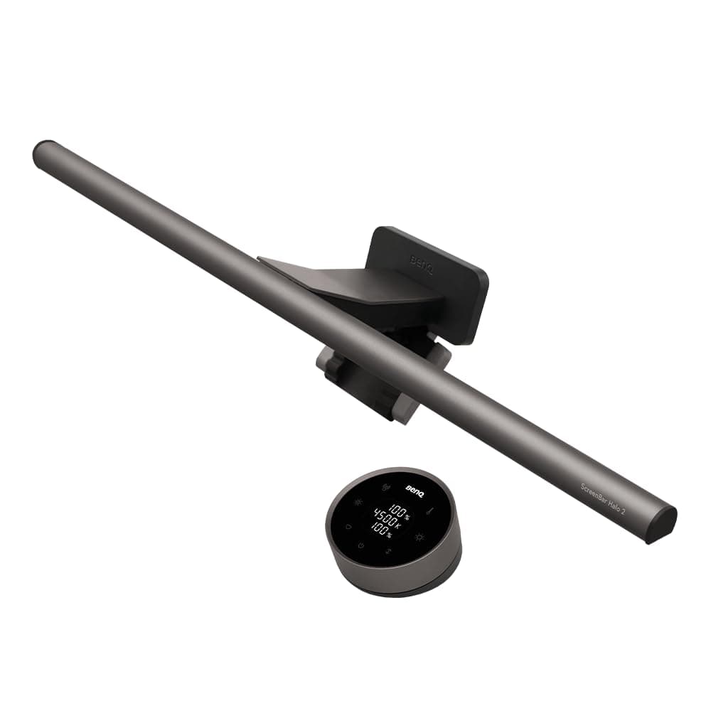 BenQ ScreenBar Halo 2 LED Monitor Light Bar - Wireless Controller, Backlight, Motion Sensor, Adjustable Brightness/Color Temperature, Eye-Care, No Screen Glare, Fits Curved Monitor, Monitor Accessory