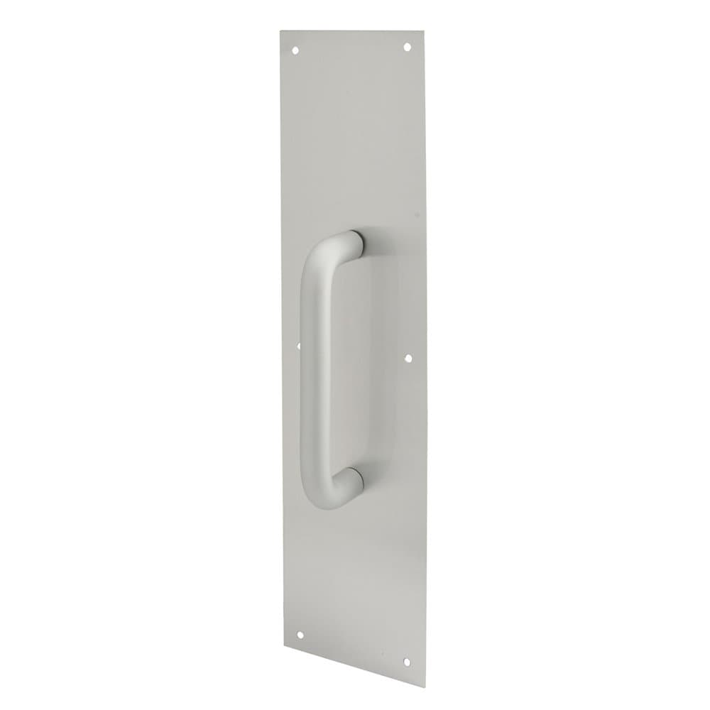 Prime-Line Products J 4640 Door Pull Plate with Round Handle, 4-Inch x 16-Inch, Satin Aluminum