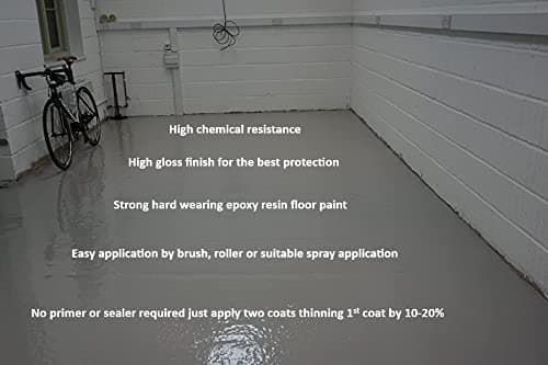 T A Paints Ltd Two Pack Epoxy Resin Garage Floor Paint 3 In 1 Primer Sealer Protect Heavy Duty 2k Industrial Factory Floor Coating for Concrete Stone Brick (Grey BS 00 A 09 2.5L)