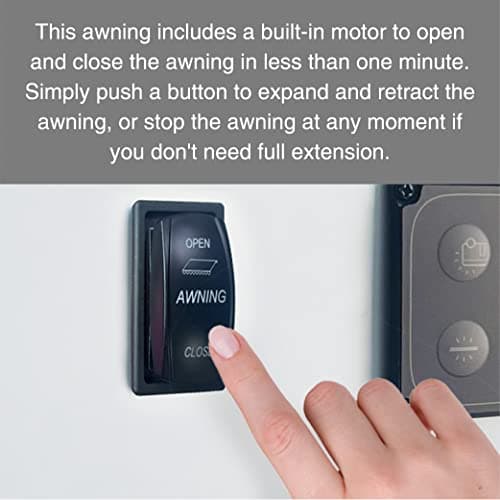 Awnlux Black Motorized Modular Retractable RV Awning Full Set Assemblies for RV, 5th Wheel, Travel Trailers, Toy Haulers, and Motorhome - RV Trailer Awning for Home or Camper - 11x8 Ft - Grey Fade