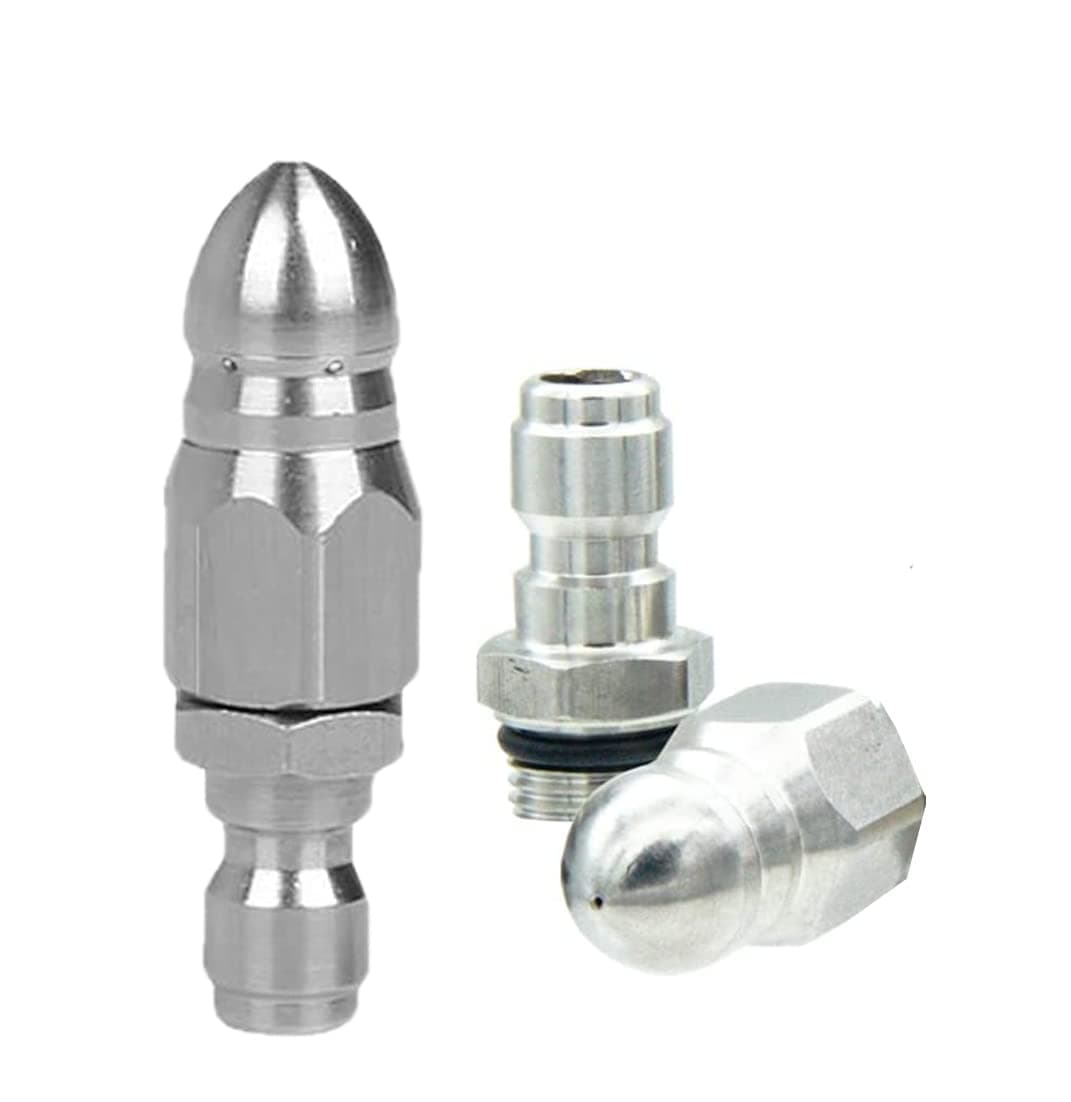2(Sets) Pressure Washer Sewer Jetter Nozzle with 1/4'' Quickly Connector,Pressure Drain Jet Hose Nozzle