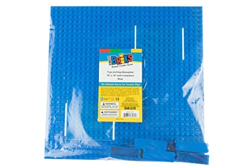 Strictly Briks Classic Trap & Gap 10" x 10" Blue Stackable Baseplate | Stackable Trap and Gap Baseplate and 5 Stackers | 100% Compatible with All Major Brands