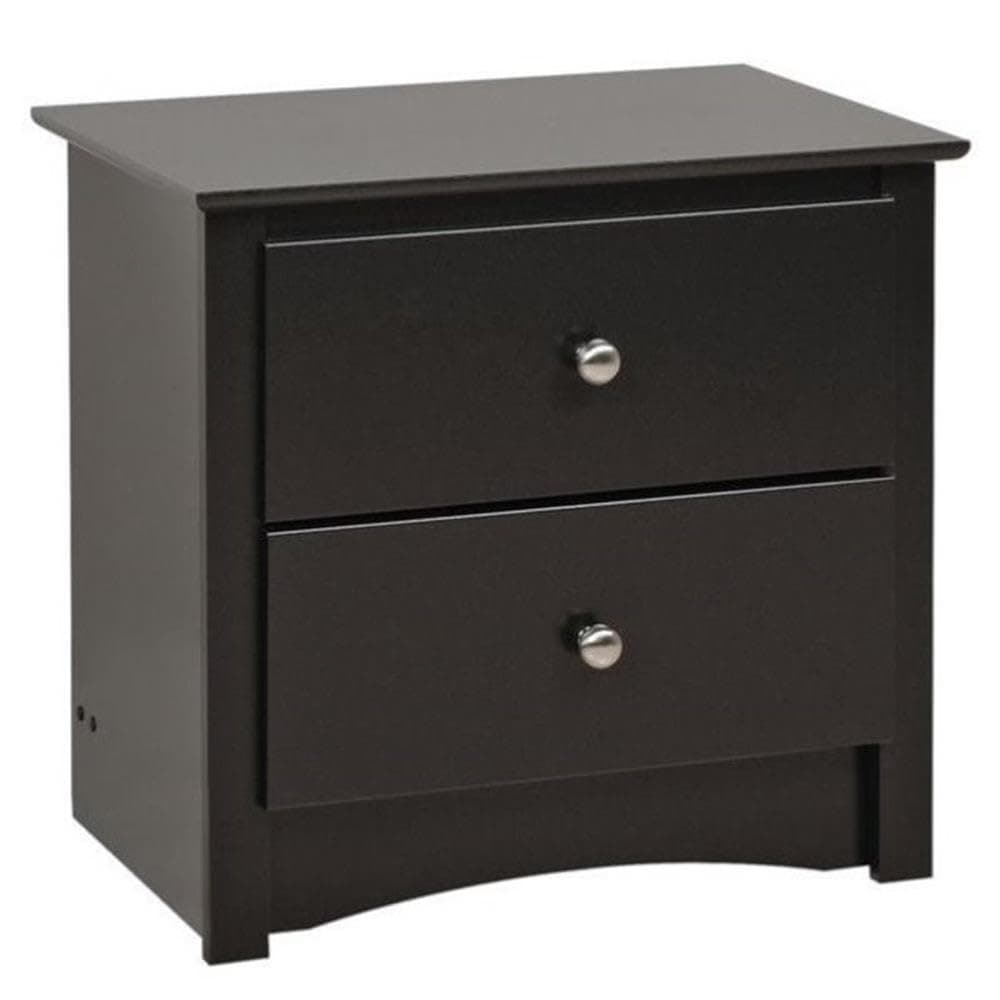 Sonoma Traditional Nightstand Side Table with 2 Drawers, Functional 2-Drawer Bedside Table 16" D x 23.25" W x 21.75" H, Black, BDC-2422