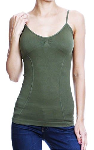 Nophat Womens Slimming Control Padded Cami With Adjustable Straps Back (one size, olive)