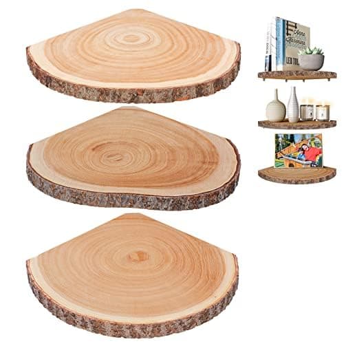 ShineZoom Corner Floating Shelves(3Pcs Wood Corner Shelf Rustic Corner Shelves Wall Corner Shelf for Decor/Storage/Kitchen/Bedroom/Office/Living Room