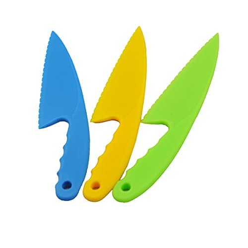 3 pieces Safe Plastic knife for cake, bread,vegetable knife, Lettuce Cutting Knife mixed colour children knife, adult knife 23cm